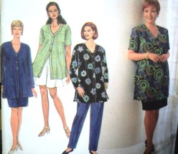 7468 LONG BUTTON SS-LS BLOUSE,PANTS,SHORTS,SKIRT PATTERN 18W-32W